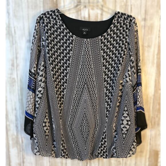 Alyx Abstract Geometric Print Blouse - Size 0X - Picture 1 of 10